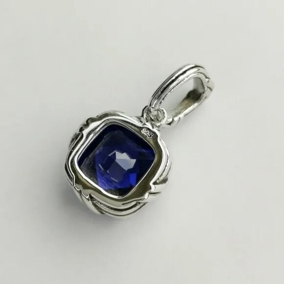 NEW Sterling silver cable design Sapphire pendant for necklace - Picture 2 of 5
